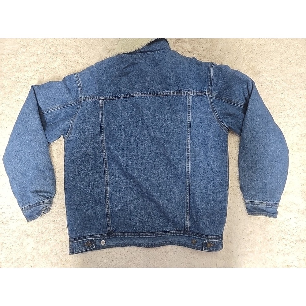 Original Delux Blue Denim Jacket With Fur Lining Mens XL - Picture 7 of 9